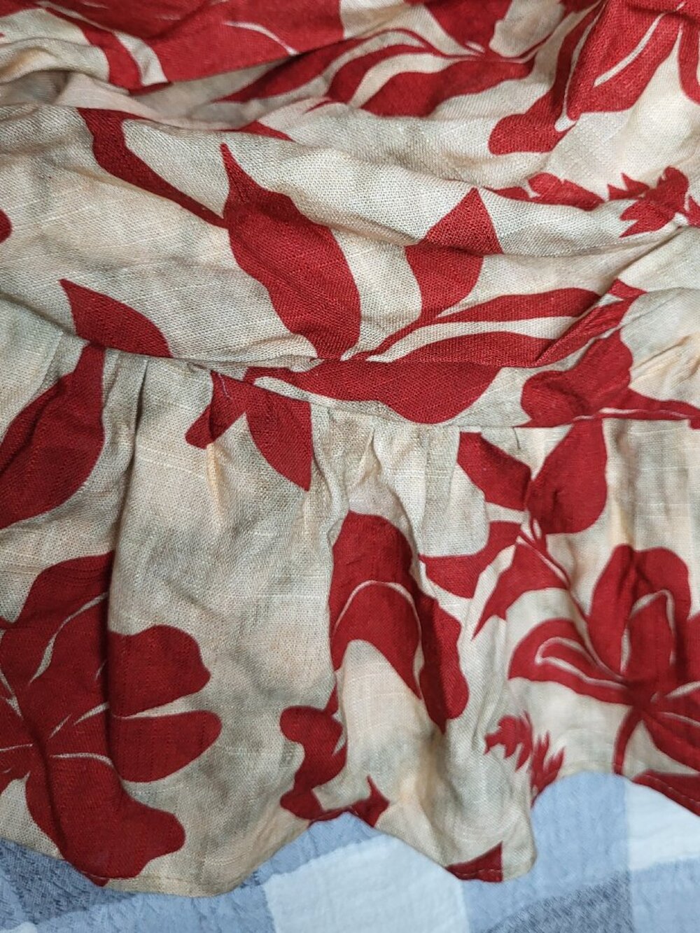 Peppermayo Maisie Red Green Floral Linen One-Shoulder Mini Dress Size 10 - Picture 9 of 9